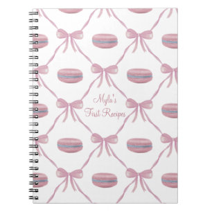 Custom Pink Macarons Frilly Coquette Recipe Notebook
