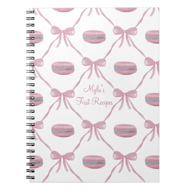 Custom Pink Macarons Frilly Coquette Recipe Notebook (Front)