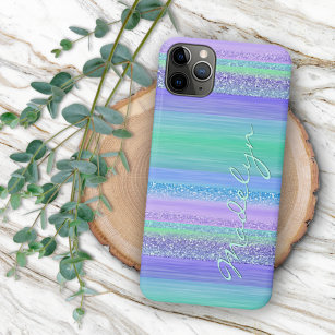 Custom Pink Mint Green Blue Purple Stripes Pattern Case-Mate iPhone Case
