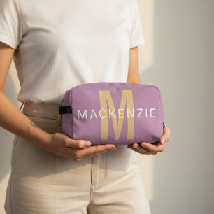 Custom Pink Monogram Cosmetic Bag Gift for Student