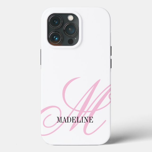 Custom pink monogram watermark elegant Case-Mate iPhone case (Back)