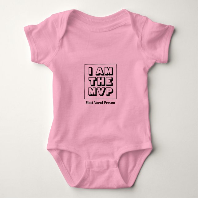 Custom Pink Most Vocal MVP Name Girl  Baby Bodysuit (Front)