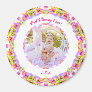 Custom Pink Mother’s Day Best Mommy Ever Mom Photo Magnet