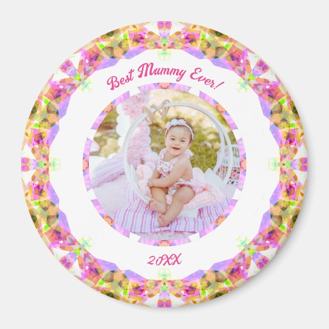 Custom Pink Mother’s Day Best Mommy Ever Mom Photo Magnet (Front)