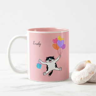 Custom Pink Mother's Day Gift Best Cat Mum Ever Tw Two-Tone Coffee Mug