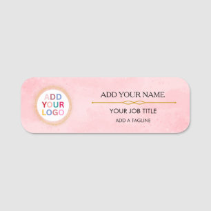Custom Pink Name Tag Badge with Logo for Employees