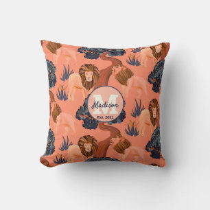 Custom Pink, Orange and Navy Safari Lion Pattern Cushion