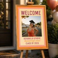 Custom Pink Orange Photo Graduation Welcome