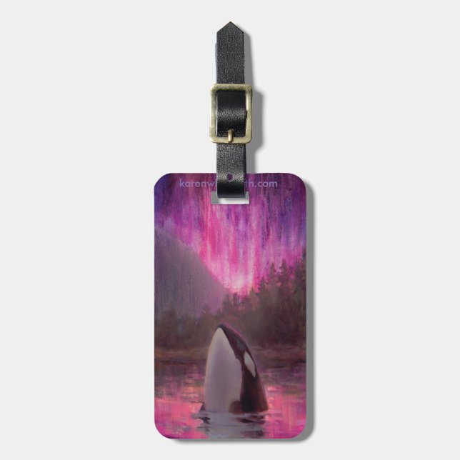Custom Pink Orca Killer Whale Luggage Tag (Front Vertical)