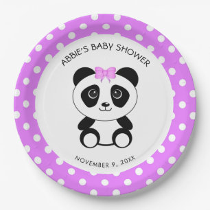 Custom Pink Panda Bear Baby Shower Paper Plate