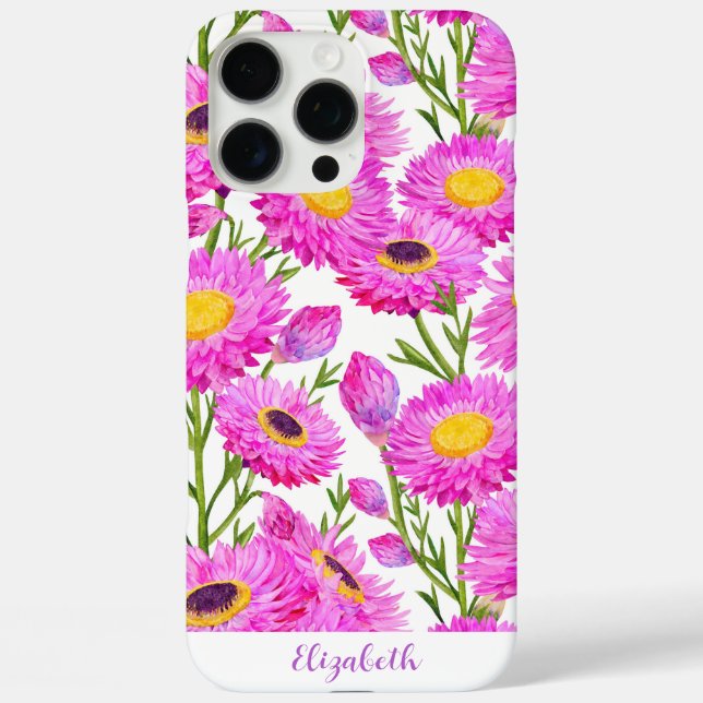 Custom Pink Paper Daisies Floral Blooms  Case-Mate iPhone Case (Back)
