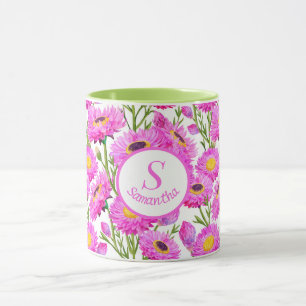 Custom Pink Paper Daisies Floral Blooms Mug