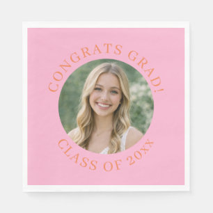 Custom Pink Photo Graduation Congrats Grad Party Napkin
