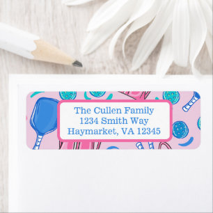 Custom Pink Pickleball  Return Address Label