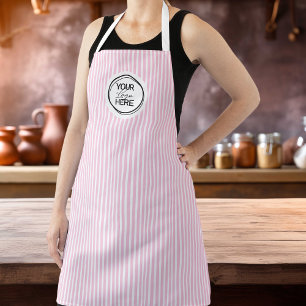 Custom Pink Pinstripe Cooking Apron with Logo