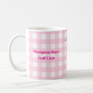 Custom Pink Plaid Ladies Golf League Coffee Mug