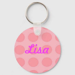 Custom Pink Polka Dot Key Chain