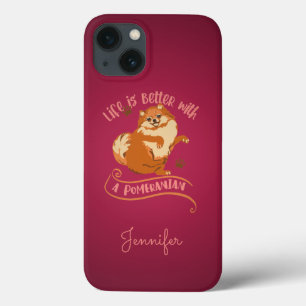 Custom Pink Pomeranian Lover  iPhone 13 Case