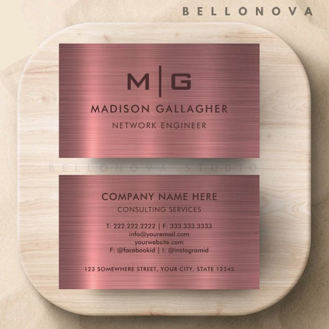 Custom Pink Purple Metal Style Professional Business Card (Custom Pink Purple Metal Style Professional Business Card)