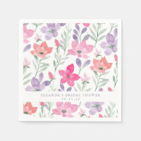 Custom Pink Purple Watercolor Floral Bridal Shower