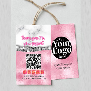 Custom Pink QR Code logo thank you Pink Branding Gift Tags