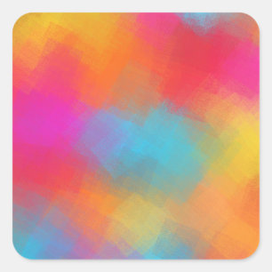 Custom Pink Red Orange Trendy Colourful Blank Square Sticker