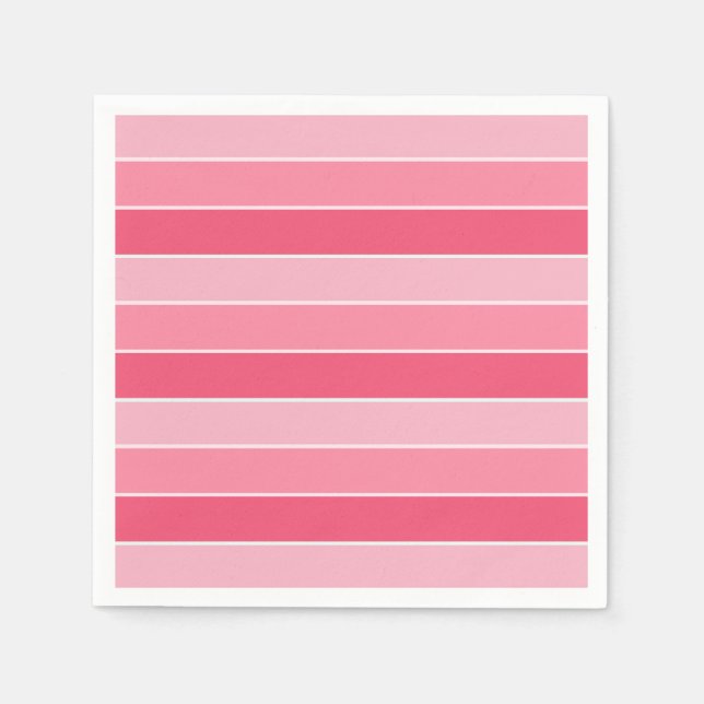 Custom Pink Red White Striped Blank Template Napkin (Front)