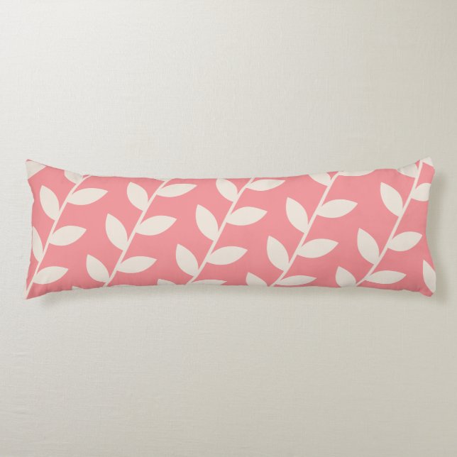 Custom Pink Retro Leaf Pattern  Body Cushion (Front)