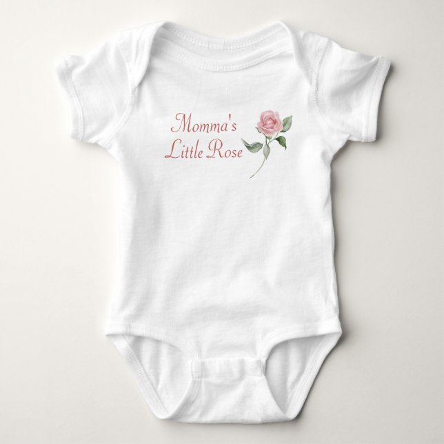 Custom Pink Rose Floral Happy Mothers Day  Baby Bodysuit (Front)
