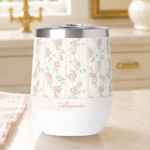 Custom Pink Rose Floral Monogram