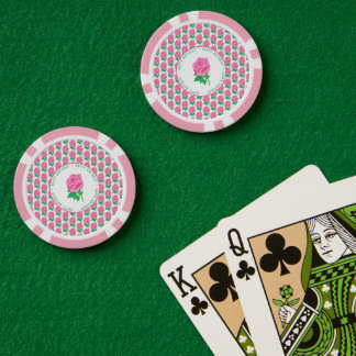 Custom Pink Rose Poker Chips For Birthdays