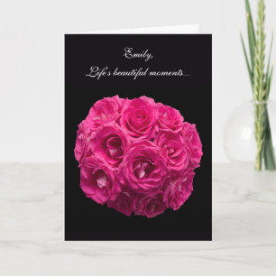 Custom Pink Roses Be My Bridesmaid Card