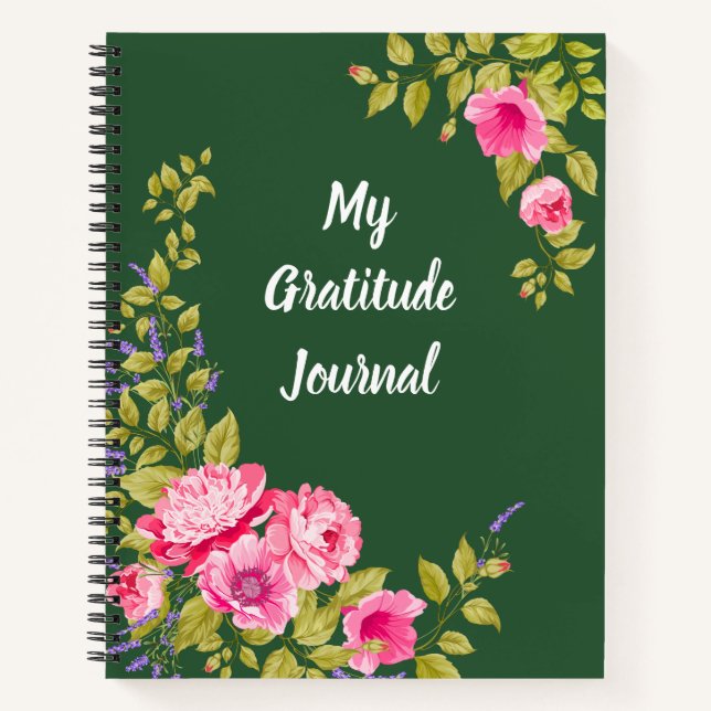 Custom Pink Roses Gratitude  Journal (Front)