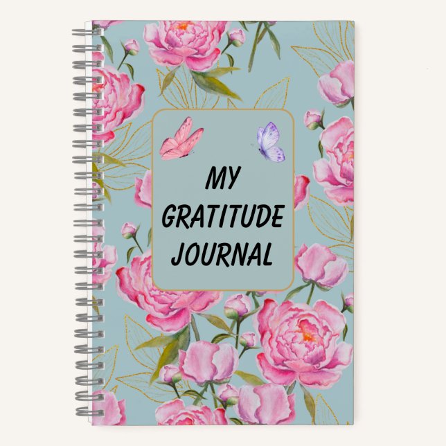 Custom Pink Roses Gratitude Notebook (Front)