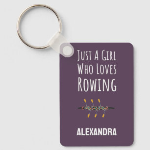 Custom Pink Rowing Girls Rower Kids Personalized Key Ring