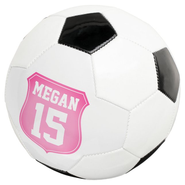 Custom pink soccer ball gift for athletic girl (Three Quarter)