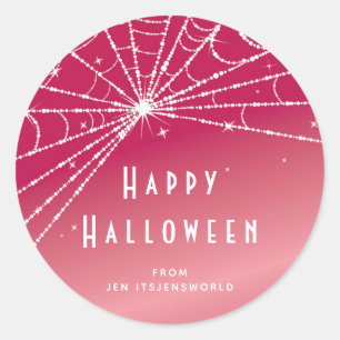 Custom Pink Spider Web Halloween Stickers
