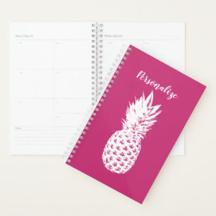 Custom pink spiral planner with pineapple image