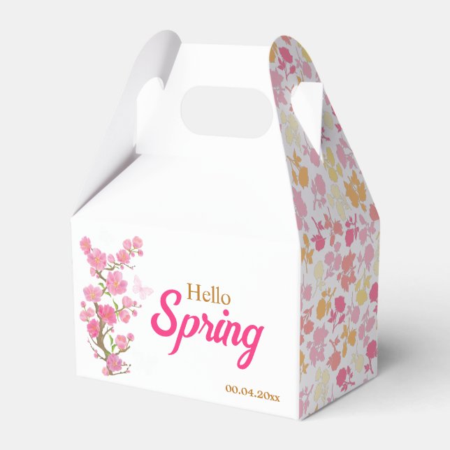  Custom Pink Spring Flowers Favour Box (Front Side)