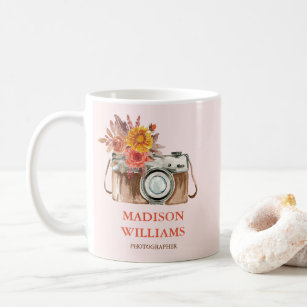Custom Pink Vintage Camera Photographer Gift Coffee Mug