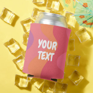 CUSTOM Pink Waves Curves Cute Colourful Striped Can Cooler