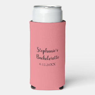 Custom Pink Wedding Bachelorette Party Gift Favour Seltzer Can Cooler