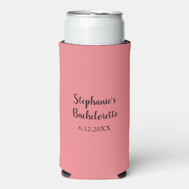 Custom Pink Wedding Bachelorette Party Gift Favour Seltzer Can Cooler (Seltzer Front)
