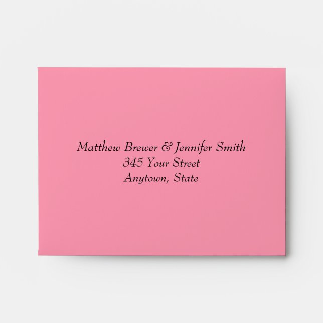 Custom Pink Wedding Envelope with Address (Front)