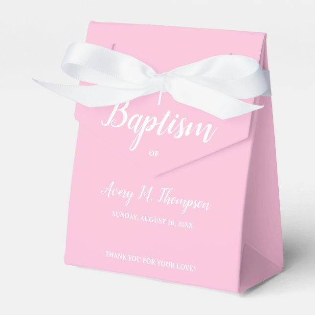 Custom Pink White Girl Baptism Favour Box (Front Side)