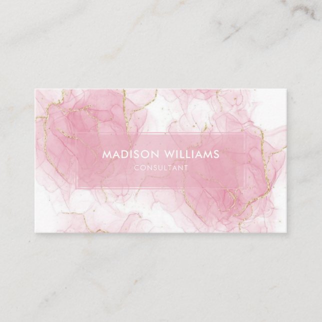 Custom Pink White Gold Glitter Professional Business Card (Front)