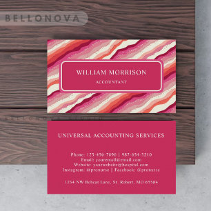 Custom Pink White Red Orange Wave Monogram Business Card
