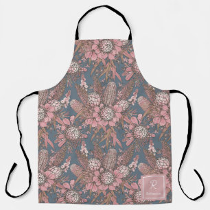 Custom Pink Wild Bush Flower Bouquet Apron