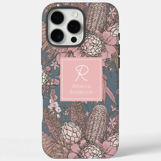 Custom Pink Wild Bush Flower Bouquet Case-Mate iPhone Case (Back)