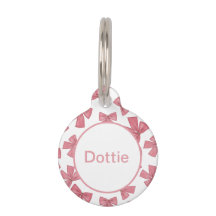 Custom Pink Xmas Bows Pet ID Tag